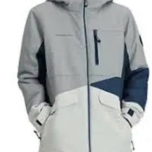 NWT Obermeyer Kids Gray and Navy Puffer Jacket. Size 10/12. MSRP: $179.50 - Picture 2 of 4